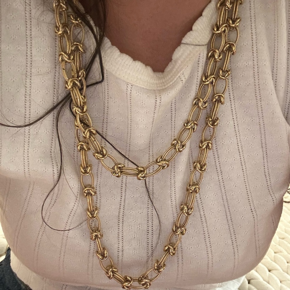 Gold Layered Chain Necklace with Classic Link Design